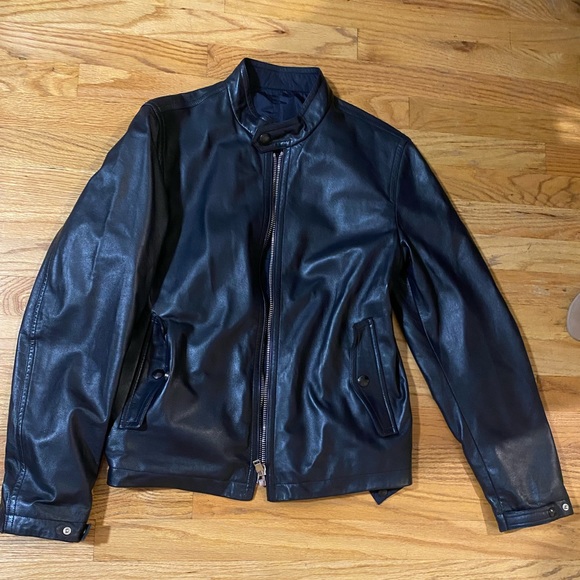 Black Burberry London Leather Bomber Jacket - Picture 4 of 6